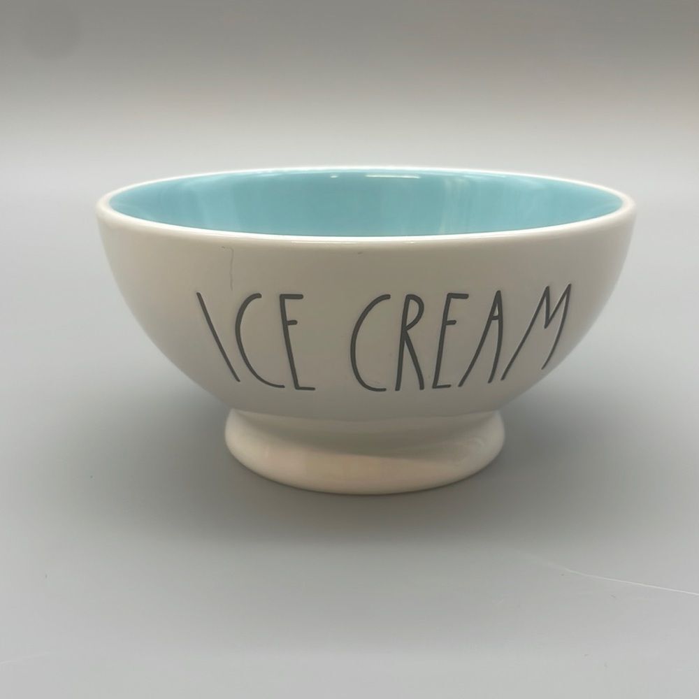 Rae Dunn ICE CREAM Bowl Blue Interior